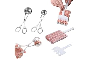 LQUCWEPP 3PCS Stainless Steel Meatball Maker，Non-Stick Plastic Meatball Machine, Meatball Spoon Set,Creative Kitchen 4-in-1 M
