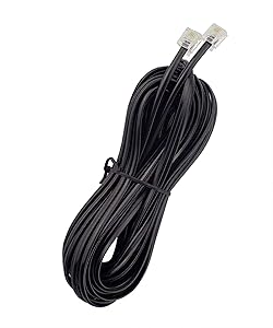 Phone Cord, 6P4C 33ft Black Telephone Landline Extension Cord Cable Line Wire RJ11 6P4C Modular Plug for Landline Telephone Modem Accessory
