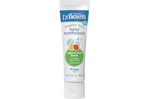 Dr. Brown’s Fluoride-Free Baby Toothpaste, Infant & Toddler Oral Care Apple Pear 1-Pack 1.4oz/40g, 0-3 years