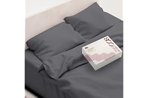 Mayfair Linen 800-Thread-Count Cotton Sheets - Egyptian Quality Long Staple Cotton, Sateen Weave Dark Grey 4-Piece Queen Sheets for Queen Size Bed, Fits Mattress Upto 16'' Deep Pocket