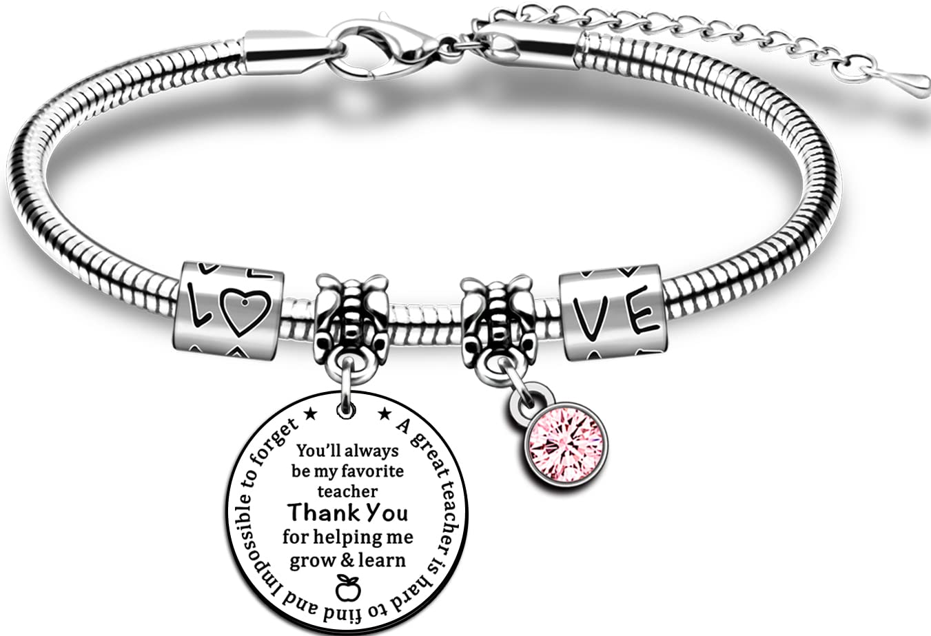 AMZQ Teacher Bracelet Gifts for Women Thank You Teacher Gifts from Students