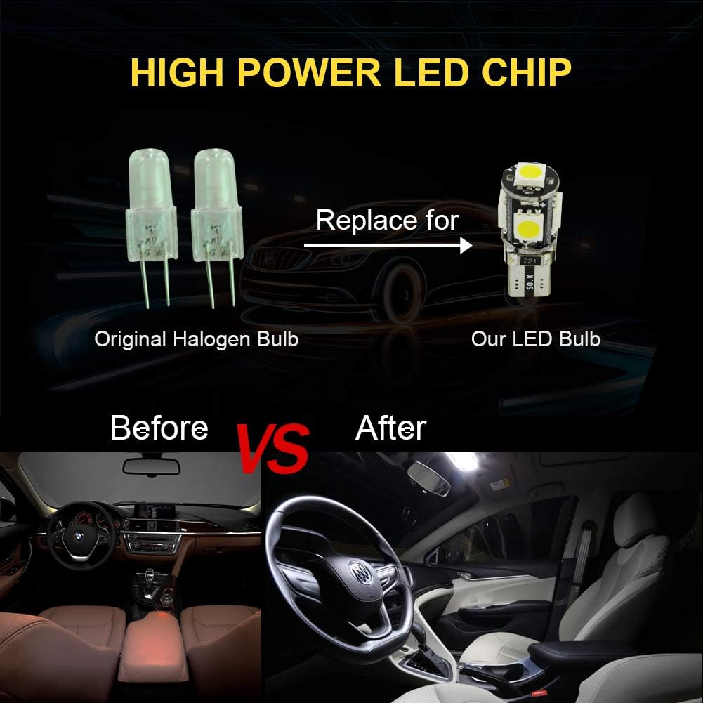 Safego W5W LED Bulb 501 T10 LED Bulbs CANBUS Error Free Car Light Super Bright White 5SMD 5050 194 168 2825 Wedge Replacement for Car Interior Dashboard License Plate Sidelights Bulbs 12V 10PCS - Image 3