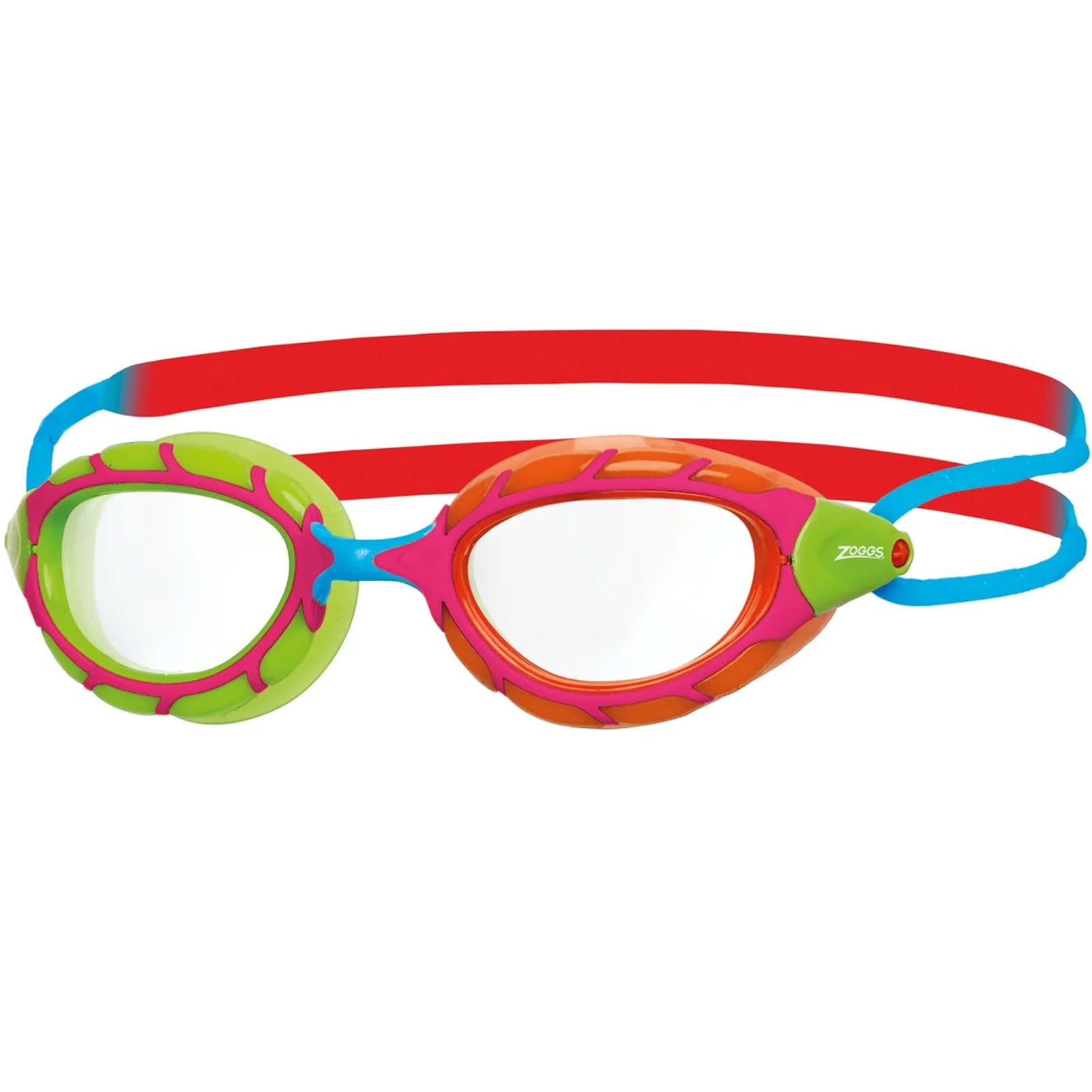 Zoggs Unisex-Youth Predator Junior Swimming Goggles, Green/Orange/Red/Blue/Clear, 6-14 years