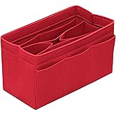 DailyPlus Purse Organizer Insert, Felt Bag Organizer, 14 Pockets, Red, X-Large