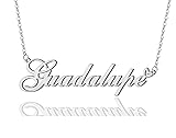 AOLO Guadalupe Heart Name Necklace Silver Stainless