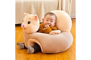 AIPINQI Baby Support Sofa, Infant Sitting Chair Safe Baby Sofa Chair Baby Sit Up Chair Back Head Protect Seat Learn to Sit Chair for Toddlers 3-24 Month Baby Floor Plush Lounger (Piggy)