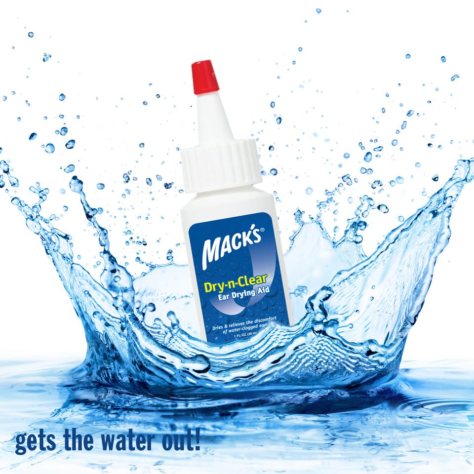 Mack's Dry-n-Clear® Ear Drying Aid - Swimmers Ear Drops for Water Clogged Ears After Swimming, Showering, Scuba Diving and Surfing - 1 Fl Oz