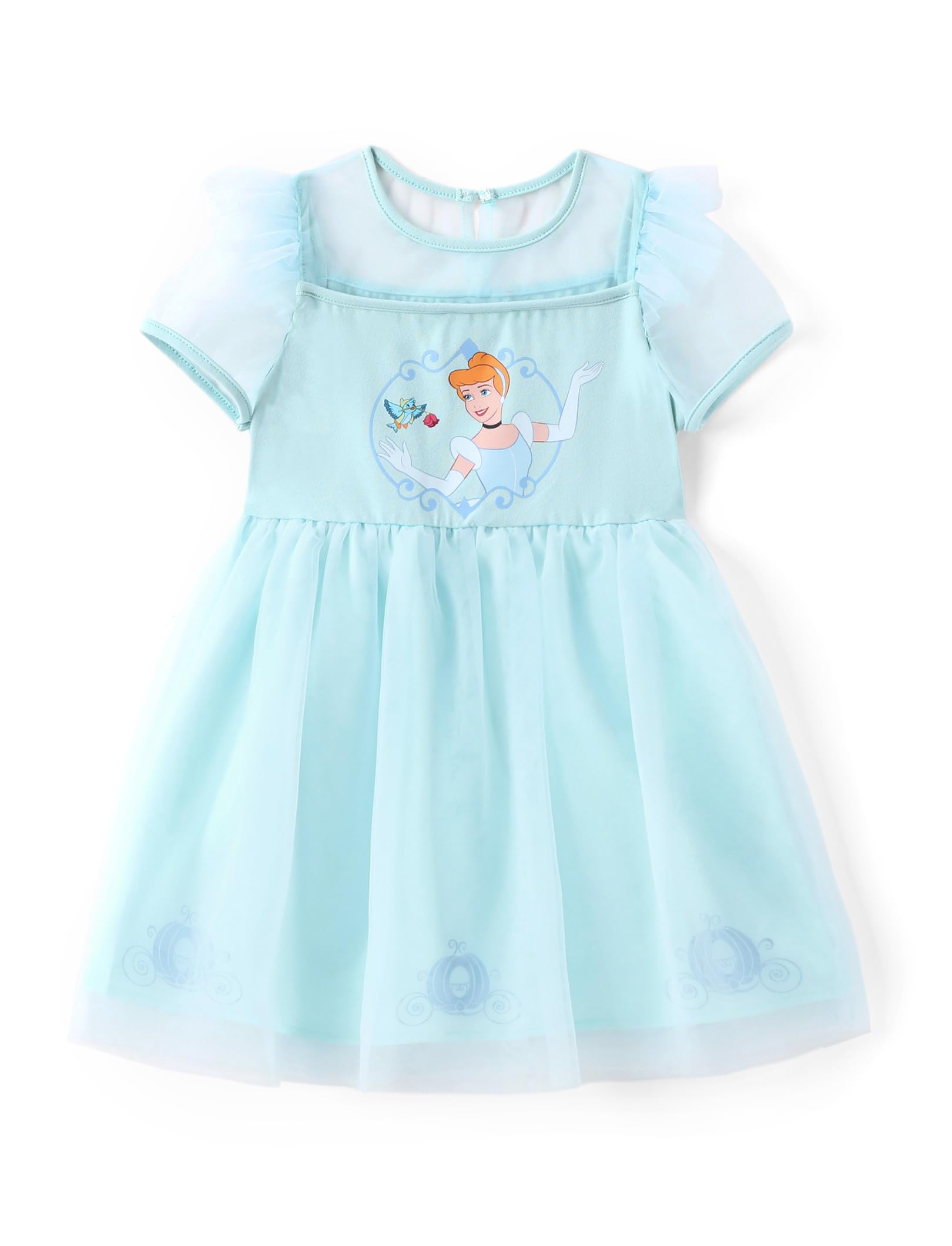 Photo 1 of ***(HEAVILY USED/ MINOR DAMAGE)***Disney Princess Cinderella Toddler Girl Dress Tulle Ruffle Summer Clothes Casual Skirt Birthday Dress up Sundress Short Sleeve Outfit Character Cartoon Print Tutu One-Piece Set Blue 4-5T