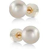 THE PEARL SOURCE White Japanese Akoya Real Pearl Earrings for Women - 14k Gold Stud Pearl Earrings | Hypoallergenic Earrings with Genuine Cultured Pearls