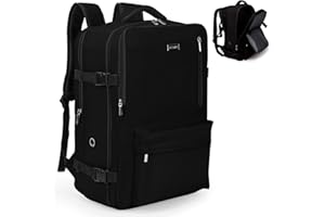 BAFAMYE Travel 17" Laptop backpack personal item size,TSA Friendly Carry-on Backpack Airline Approved Women Men,Waterproof Durable Business Backpack with USB Charging Port,Weekend backpack-Black