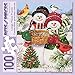 Bits and Pieces – Large 100 Piece Jigsaw Puzzle for Adults – Snow Couple Feeding The Birds - Snowman Fun Jigsaw Puzzle by William Vanderdasson, Completed Puzzle Size: 15