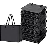 Yexiya 24 Pcs Black Mini Gift Bags with Handle Gift Card Bags Bulk Extra Small Paper Party Favor Boxes Tiny for Christmas Wedding Baby Shower Birthday Wrapping Supplies, 4.7 x 3.9 x 2.3 Inch