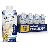Glucerna Protein Smart Nutrition Shake to Support Blood Sugar Management | Diabetes care shake, 30g protein, ready-to-drink meal or snack replacement for adults, 150 calories, Vanilla, 12 Pack