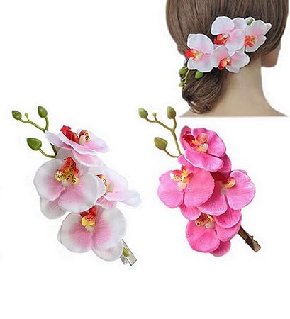Buy Kinzd Grace 2pcs Of Set Hawaiian Orchid Flower Hair Clips