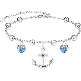 Palpitate Anchor Anklet Bracelets for Women Anklet Nautical 925 Sterling Silver Anchor Jewelry Gifts for Women Sailor Adjustable Chain