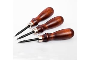 WUTA Edge Skiving Beveler Tools for Leather Craft 3pcs High Carbon Steel Edge Skiving Leather Craft Keen Edge Cutting Tool for DIY Beveling (0.8 mm,1 mm,1.2 mm)