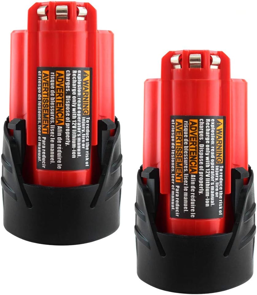 2Packs 12V 3000mAh Lithium-ion Replacement Battery Compatible with Milwaukee 12 Volt XC 48-11-2411 48-11-2420 48-11-2401 48-11-2402 48-11-2401 Cordless Tools Batteries