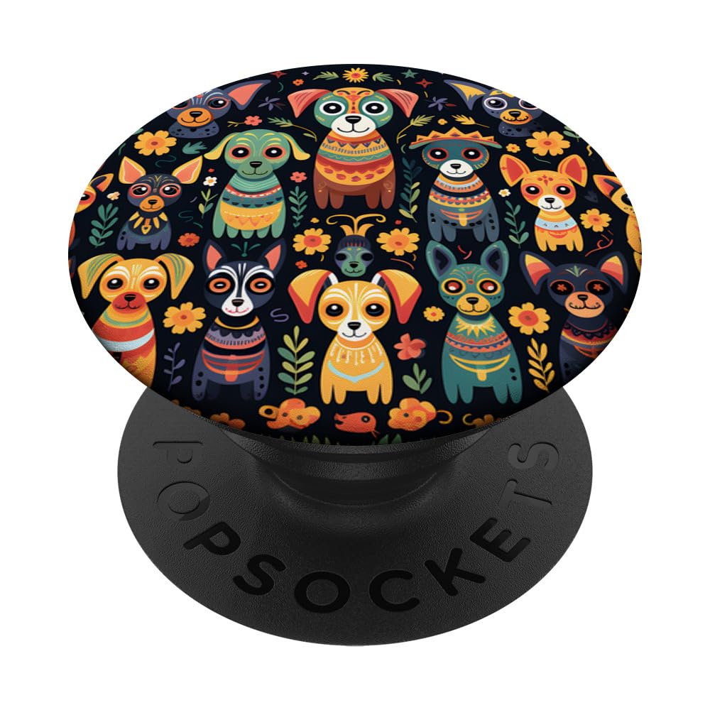 Sugar Skull Style Dogs Mexican Day of the Dead Festival PopSockets Swappable PopGrip