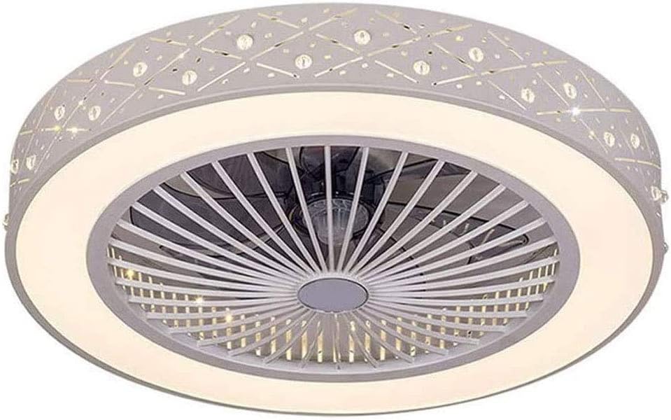 QJUZO LED Ceiling Light Fan Ceiling Fan with Lights and Remote Control Creative Modern Nursery Bedroom Lamp Invisible Silent Fan Office Restaurant Living Room Decorative Lighting, 36W, Ø59cm