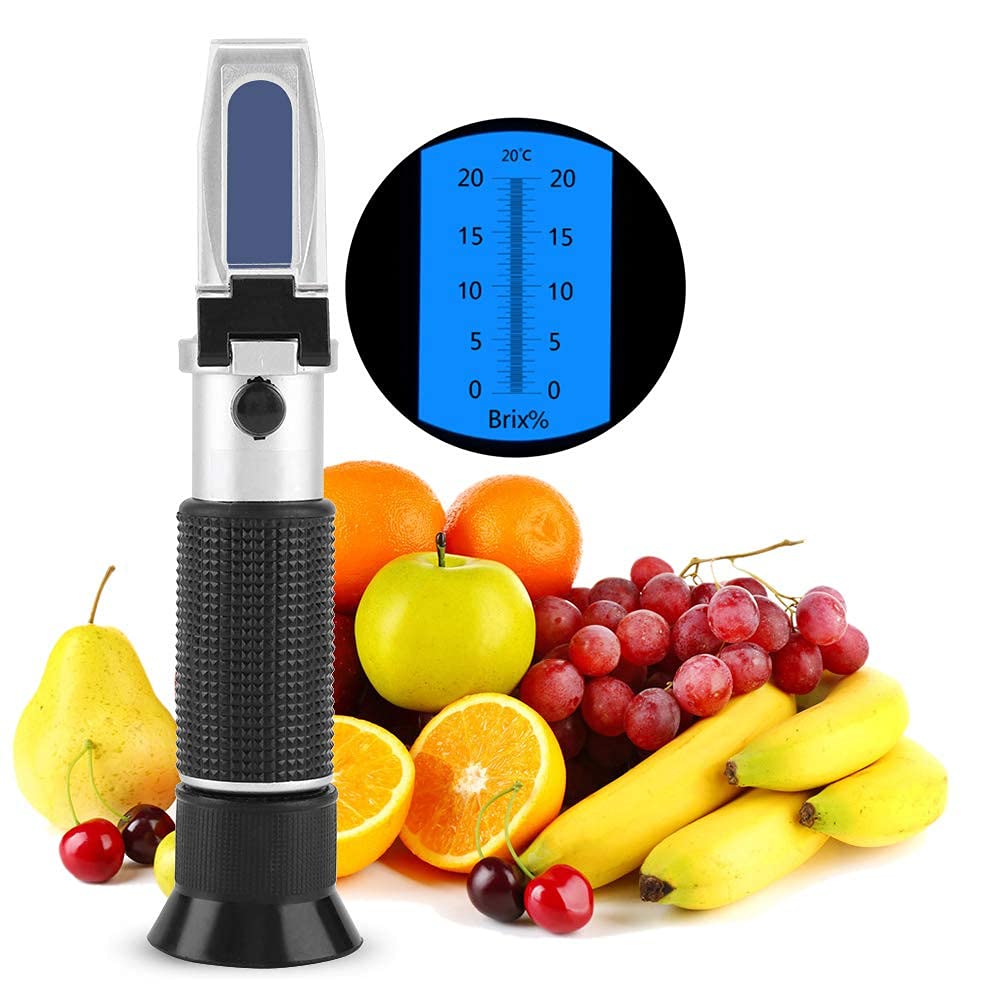 Portable Brix Refractometer Professional 0~20% Sugar Test Meter Brix Scale Range Tester with Automatic Temperature Compensation for Beer Wine Fruit Sugar Specific