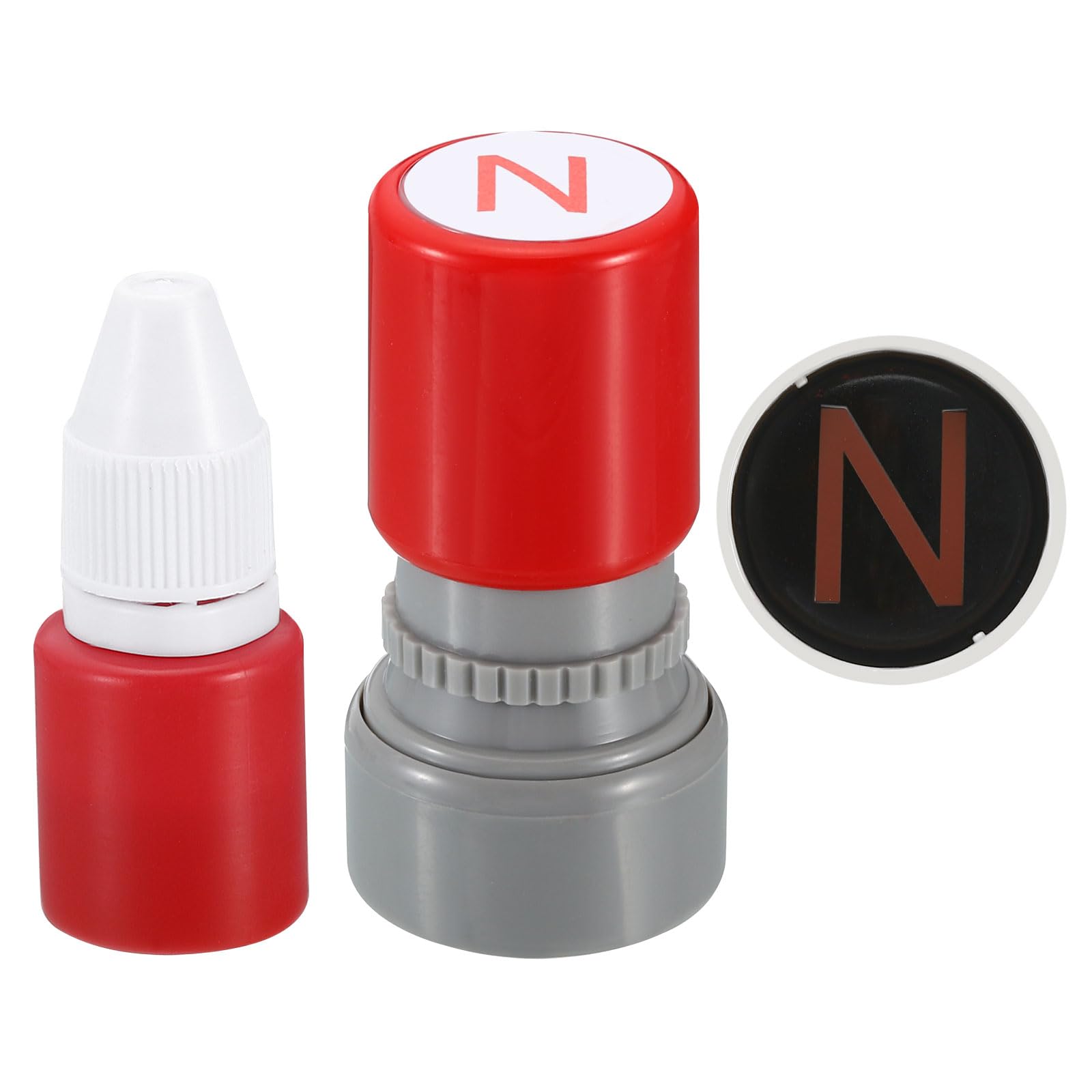 PATIKIL Letter Stamps Self Inking, Character N Alphabet Teacher Stamp Initial Stamp Mini Ink Stamp for Class Notebook Scrapbooking DIY Craft, Red Ink