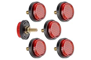 evermotor 6 PCS Mini Round Motorcycle License Plate Reflective Bolts: M5 Screw Tag Bolt Decorative Red Reflectors for Bike License Plate Installation