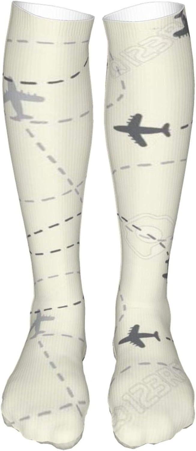 Travel Airplane Routes Crew Socks Comfortable Compression Socks Athletic Socks For