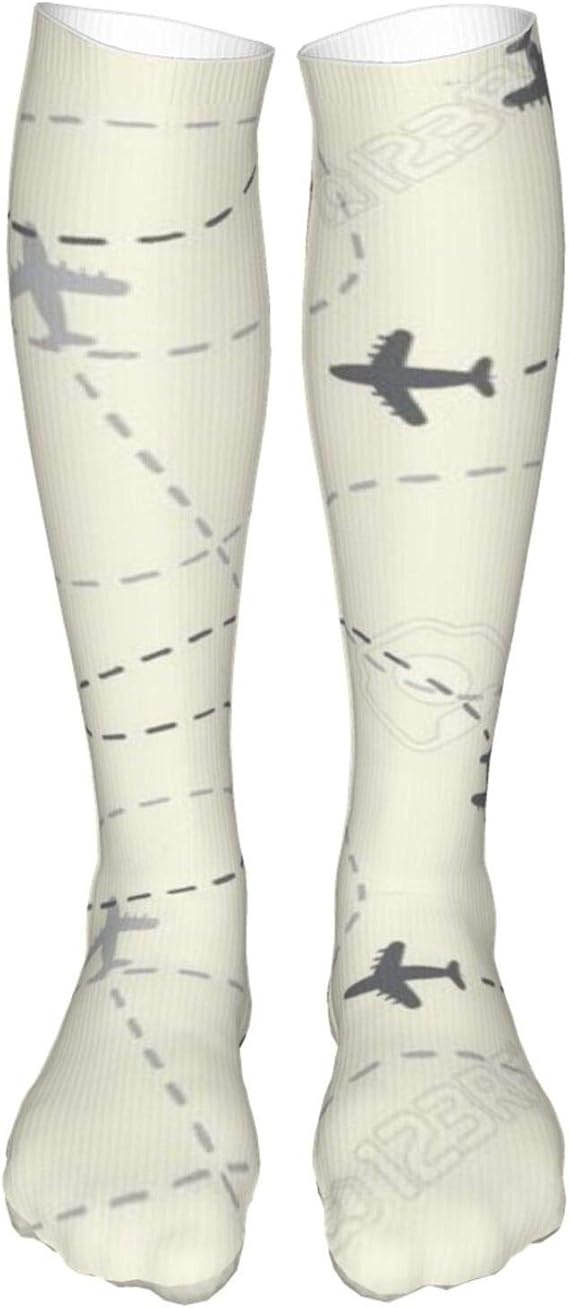 Travel Airplane Routes Crew Socks Comfortable Compression