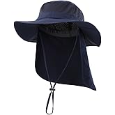 Home Prefer Outdoor UPF50+ Mesh Sun Hat Wide Brim Fishing Hat with Neck Flap Sun Hat for Men Women