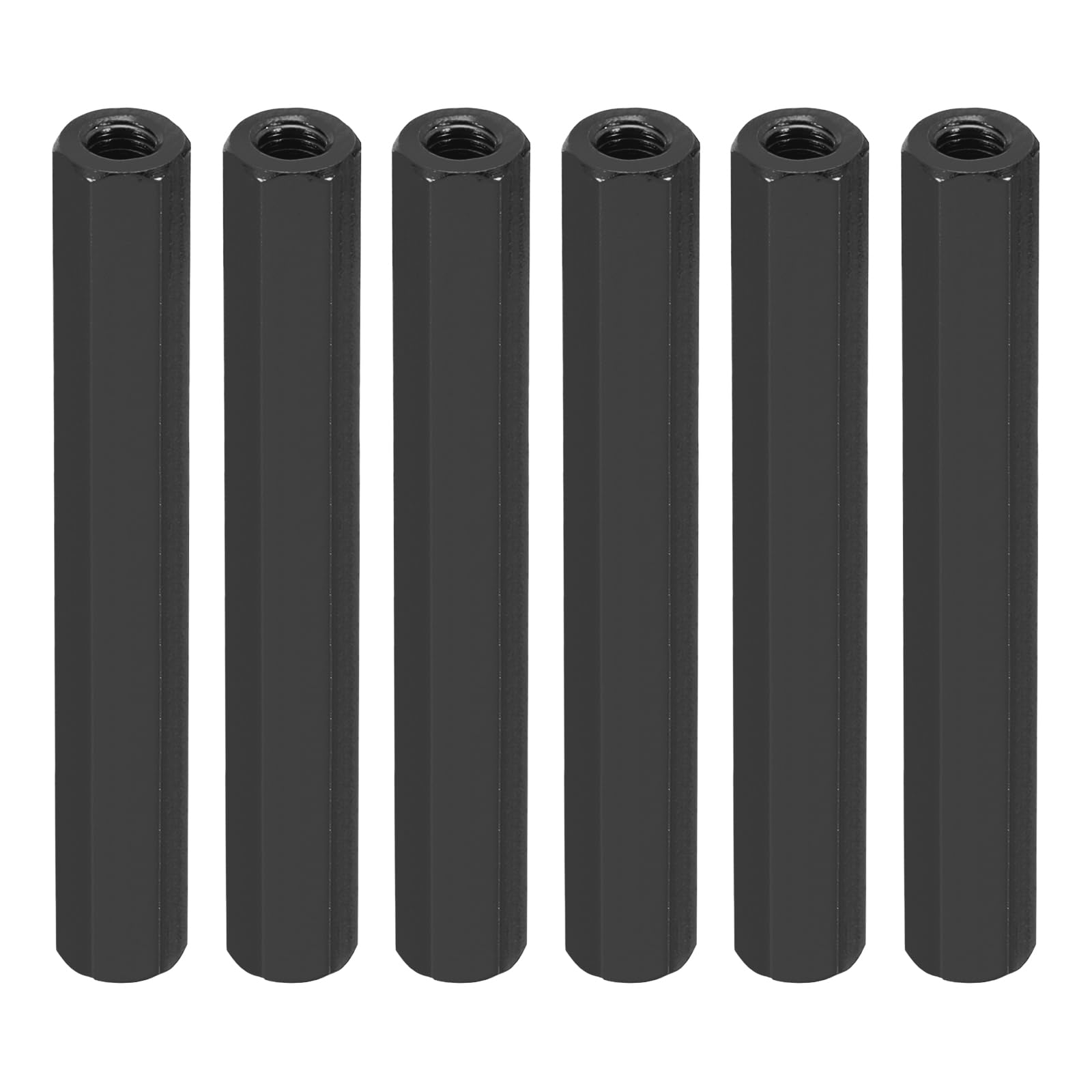 PATIKIL M3 Hex Nuts, 6pcs M3 Threaded Spacers Aluminum 45mm L Female Metal Spacer Screw Standoff for M3 Screw Bolts RC Car Drones Stacks Motherboard, Black