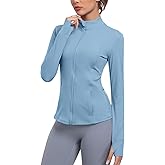 Zyrulix Women's Athletic Full Zip Lightweight Workout Jacket With Pockets Running Yoga Sportwear With Thumb Holes