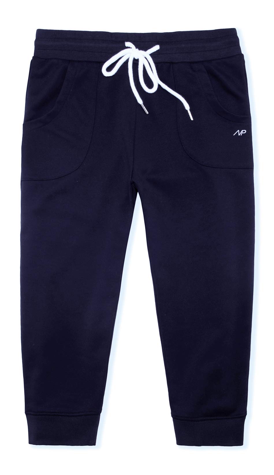 SPECIALMAGIC Women\'s Cotton Jersey Cropped Jogger Sweatpants with Drawstring and Pockets Navy S