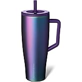 BrüMate Era 40 oz Tumbler with Handle and Straw | 100% Leakproof Insulated Water Bottle Tumbler with Lid and Flexible SoftSip Straw | Made of Stainless Steel | Cup Holder Friendly | 40oz (Dark Aura)