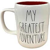 Rae Dunn by Magenta Coffee Mug, My Greatest Adventure, White Ceramic, Double Sided