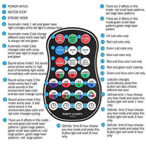 Party Lights Disco Ball, 18 Remote Control Projection Led Patterns, Dj