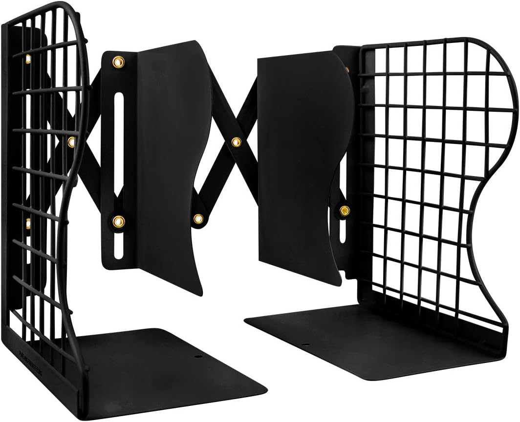 TOPNEW Adjustable Bookends, HeavyDuty & Nonskid Hollow