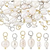 PH PandaHall Natural Pearl Pendant Charms Pearl Bead Pendant with Loop Jewelry Connector for DIY Jewelry Making