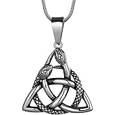 Celtic Knot Necklace Viking Pendant - Celtic Norse Triple Odin Horns Crescent Moon of Oden Horn Necklace Mens 316L Stainless Steel Triskelion Amulet Pewter Tribal Protection Viking Triskele Jewelry