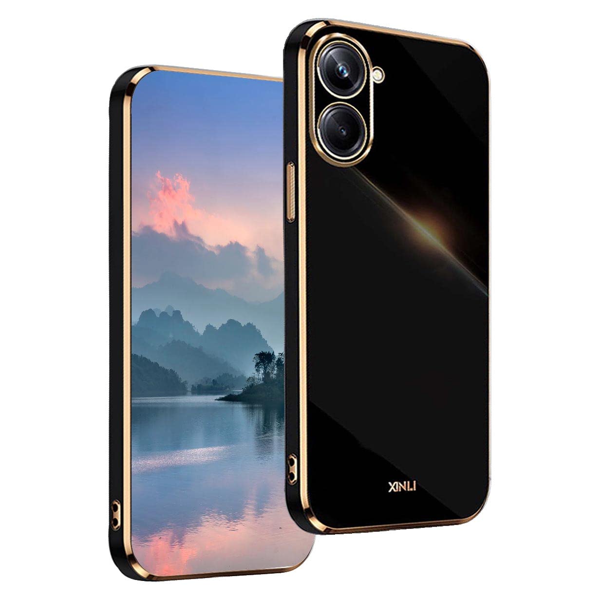 UPLAI Case for Realme 10 4G, Ultra Thin Shockproof Protection Cover with Electroplating Design, Premium TPU Bumper and Soft Silicone Stylish Durable Cover.(Black) — image 1