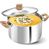 KOCH SYSTEME CS Stainless Steel Pot - 6 Quart Induction Stainless Steel Stock Pot with Lid for Pasta, Soup, Spaghetti, Steel Soup pots with Heat-Resistant Bakelite Double Handle, Dishwasher Safe