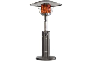 EAST OAK Patio Heater, 11000 BTU Tabletop Outdoor Heater, Mini Portable Propane Heater with 304 Stainless Steel Burner, Triple Protection System, Gas Outside Heater for Patio, Garden, Porch, Bronze
