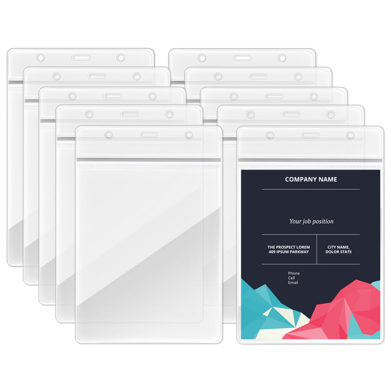 10 Pcs A6 Vertical Badge Holders Extra Large Portrait Clear ID Card Holders PVC Pocket Pouches Card Sleeve Cover 17 x 11.5 cm Holds 14.5 x 10.5 cm Paper for Work Bussiness Office Conference Concert — image 1