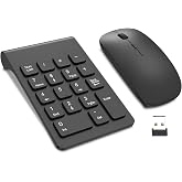 TRELC Wireless Numeric Keypad, Mini 2.4G 18 Keys Number Pad, Portable Silent Financial Accounting Numeric Keypad Keyboard Extensions with Wireless Mouse for Laptop, PC, Desktop, Notebook(Black)