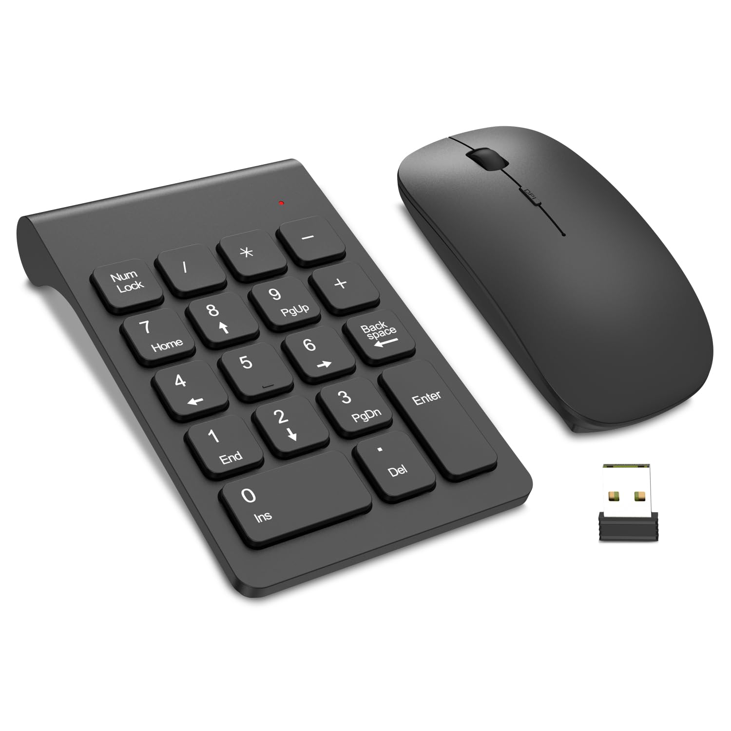 Photo 1 of TRELC Wireless Numeric Keypad, Mini 2.4G 18 Keys Number Pad, Portable Silent Financial Accounting Numeric Keypad Keyboard Extensions with Wireless Mouse for Laptop, PC, Desktop, Notebook(Black)
