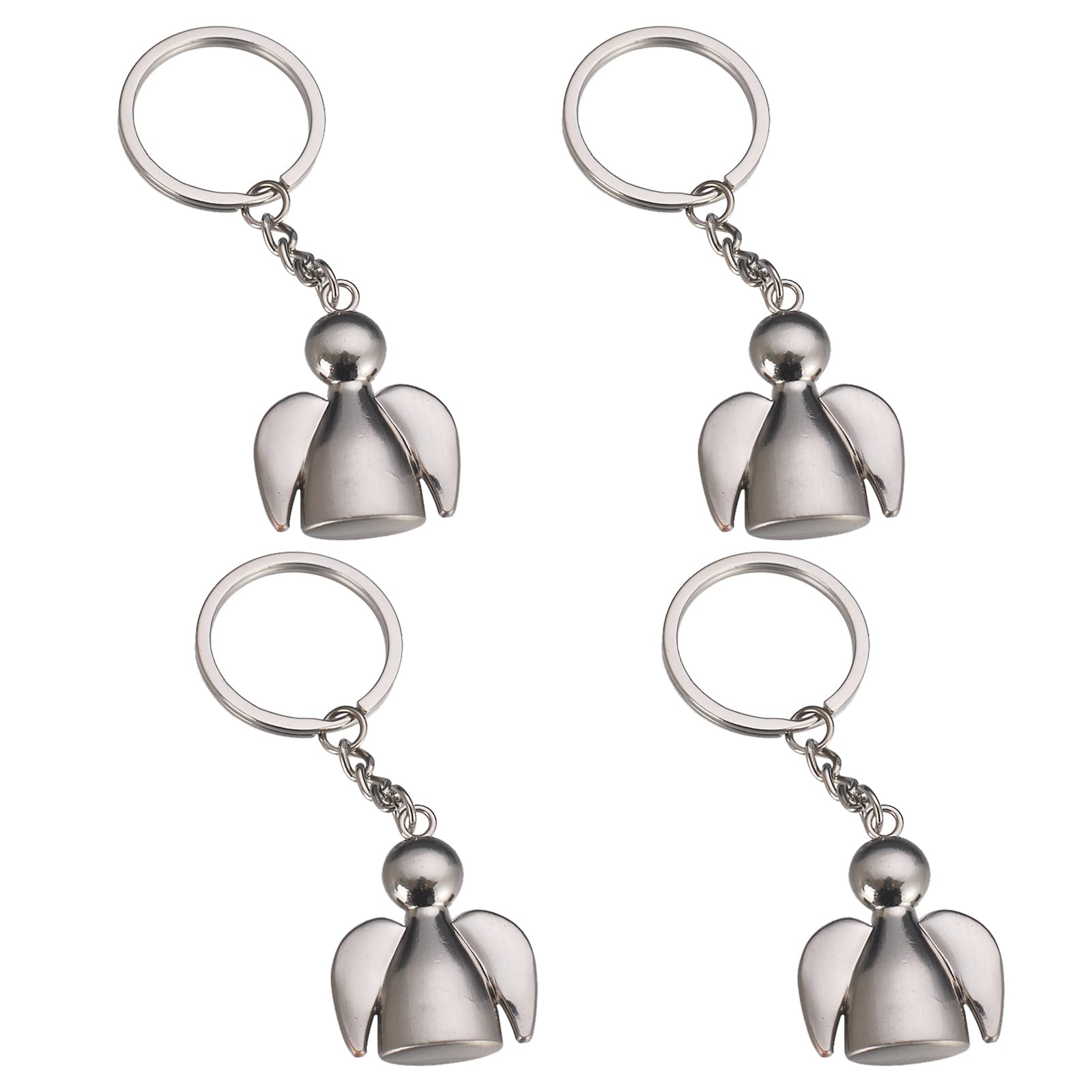 SwirlColor Angel Keyring Keychains Guardian Key Rings for Women Men Girls with Organza Pouch-4pcs