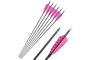 32 Inch Carbon Archery Arrows，Spine 400 with Removable Tips, 4inch Turkey Feather, Hunting and Target Practice Arrows for Com