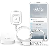 D-Link WiFi Water Leak Detector Starter Kit, with 2 Flood &amp; Leak Sensors | (SW-A11KT) 100 dB Alarm, App Alert, LED Strobe Light, Built-in Hub, Google Compatible, Expandable up to 17 Locations, No Fees