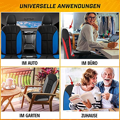 WALSER Autostoelhoes Novara Universele Stoelhoes en Beschermkussen in Zwart Rood Stoelbeschermer voor Auto's en Trucks… - Afbeelding 6