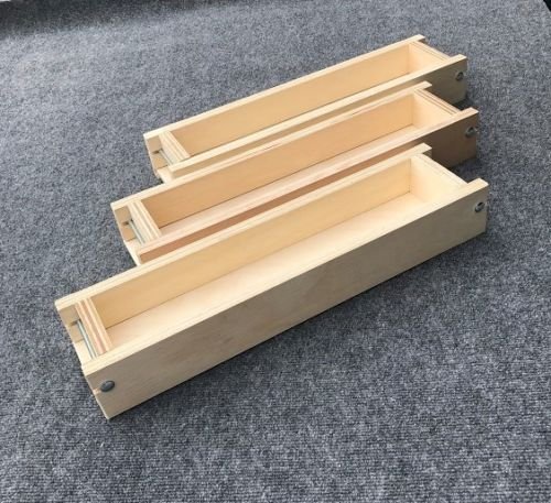 Lot of 3 Adjustable Wood Soap Loaf Molds 5 - 6 lbs each Outlasts Silicone