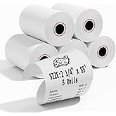 Muotich 2 1/4" x 85' Thermal Paper Receipt Rolls, 5 Rolls POS Receipt Paper Fits All Credit Card Terminal and POS Cash Registers, BPA-Free